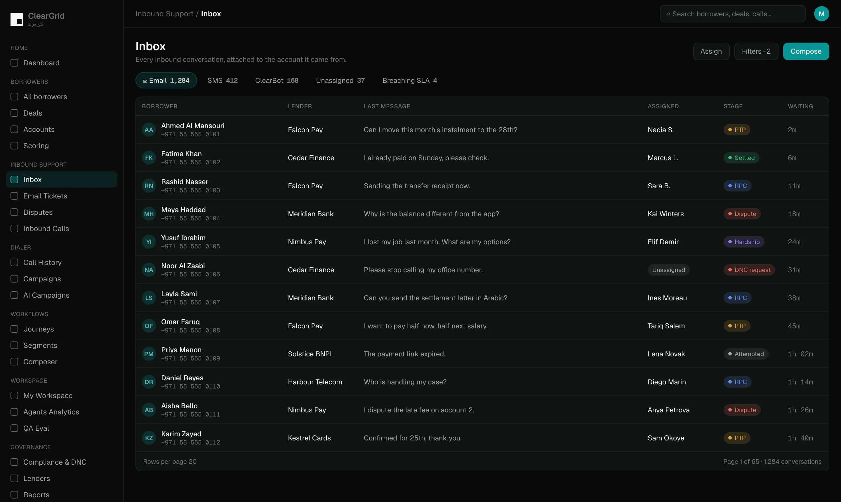 ClearGrid Command — inbox